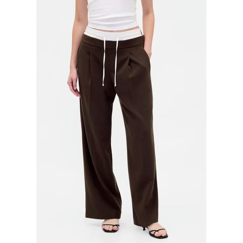 NWT Brown/White OLD NAVY Drawstring Pants Size M Tall